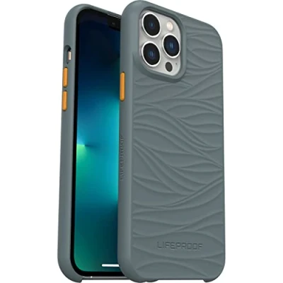 Abbildung von LifeProof Wake Hülle für iPhone 13 Pro Max/iPhone 12 Max, stoßfest, Sturzschutz bis 2 Meter, schlanke schützende Hülle, Nachhaltig hergestellt aus recyceltem Ozeanplastik, Grau