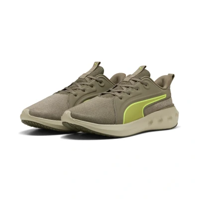 Abbildung von Puma Softride Carson Laufschuh Straße, Damen, Größe: 45, Velvet moss loden green yellow alert Schuhe