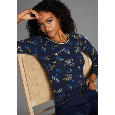 Abbildung von KangaROOS Langarmshirt, mit Allover Print und Kontrastdetails NEUE KOLLEKTION