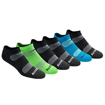 Abbildung von Saucony Herren Men&#039;s 6 Pair Performance Comfort Fit No show Socken, Schwarz Mode (6 Paar), L EU