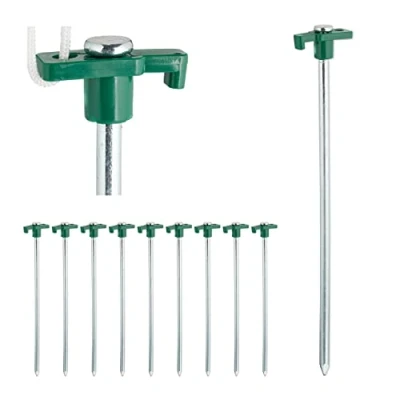 Abbildung von Relaxdays Felsbodenhering 10er Set, Erdanker für Harte Böden, 25 cm, Bodenanker, Zeltzubehör, Stahl verzinkt, grün