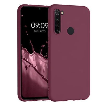 Abbildung von kwmobile Hülle kompatibel mit Xiaomi Redmi Note 8 (2019/2021) weiches TPU Silikon Case Cover geeignet für kabelloses Laden Bordeaux Violett