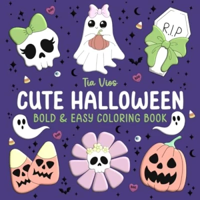 Abbildung von Cute Halloween Bold &amp; Easy Coloring Book: Fun Simple Designs for Relaxation and Stress Relief Adults Kids
