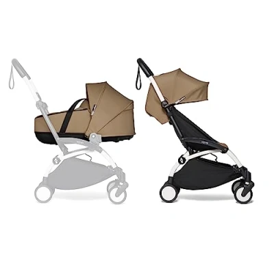 Abbildung von BABYZEN YOYO2 Kompletter Kinderwagen Inklusive YOYO Liegewanne (Toffee), Kinderwagengestell (White) &amp; 6+ Textilset (Toffee) für Kleinkinder bis 22 kg