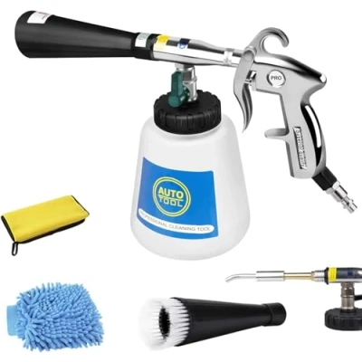 Abbildung von EXLECO Auto Reinigungspistole Innenreiniger Waschpistole 60L 6 9,2 Bar Druckluft Reinigung Pistole Druckluftpistole Innenraumwaschpistole, Tragbare Sprühpistole mit Bürste, Metalle Rohr Handtuch
