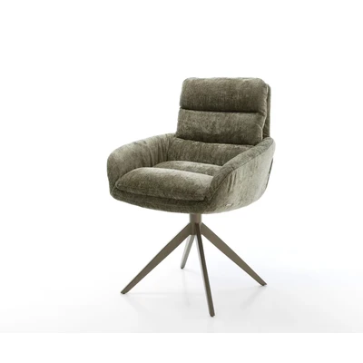 Abbildung von Drehstuhl Abelia Flex mit Armlehnen Chenille Olive Kreuzgestell breit Effektfinish Titan 360 drehbar Taschenfederkern