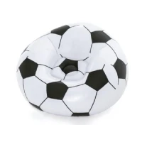 Abbildung von Bestway Up In &amp; Over Beanless Soccer Ball Chair 114x112x66 cm, Fußball Luftsessel, Schwarz/ Weiß