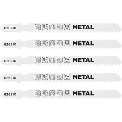 Abbildung von kwb 5x Stichsägeblätter für Metall, grob (geeignet Aluminium, Blech, Nicht Eisen Metalle, Acrylglas, Bi gewellte und gefräste Zähne, T Aufnahme)