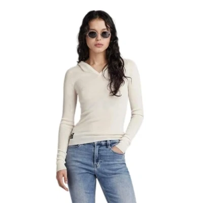 Abbildung von G STAR RAW Damen Hooded Slim Knitted Pullover, Beige (eggnog D23928 B692 G076), XXS
