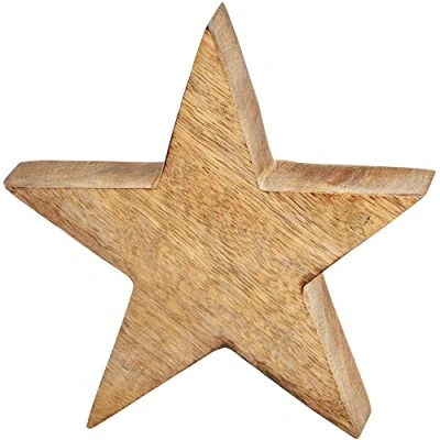 Abbildung von matches21 Dekofigur Stern Mangoholz Holzstern Figur Aufsteller Winterdekoration Weihnachten Holz Natur 1 STK 14x14x4 cm