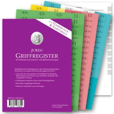 Abbildung von Griffregister für HABERSACK &amp; SARTORIUS 2024 selbstklebende Register Etiketten mit Gesetzes und §§ Bezeichnungen