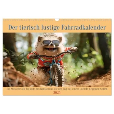 Abbildung von Der tierisch lustige Fahrradkalender (Wandkalender 2025 DIN A3 quer), CALVENDO Monatskalender