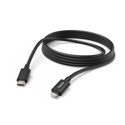 Abbildung von Hama Ladekabel USB C auf Lightning (iPhone Ladekabel, Kabel, iPhone 14 13 12 11 Pro Max Plus mini SE XS XR X 8 7, iPad Air mini, iPod, MFI zertifiziert, 3m) schwarz