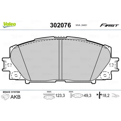 Abbildung von VALEO 302076 Bremsbelagsatz FIRST Vorderachse exkl. Verschleißwarnkontakt ohne Anti Quietsch Blech TOYOTA: Prius III Schrägheck, Yaris II Schrägheck