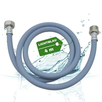 Abbildung von LICHTBLAU Verlängerung Zulaufschlauch I 4m mit METALLGEWINDE Geschirrspüler Waschmaschine Anschluss 3/4 Zoll Wasserzulaufschlauch universell verwendbar Hersteller unabhängig
