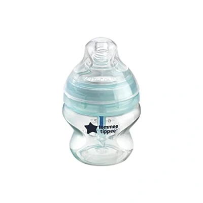 Abbildung von Tommee Tippee Anti Kolik Babyflasche, Natürlich geformter Trinksauger und Spezielles Entlüftungssystem, 150 ml, 1er Set, Klar (Farbe Design kann variieren)