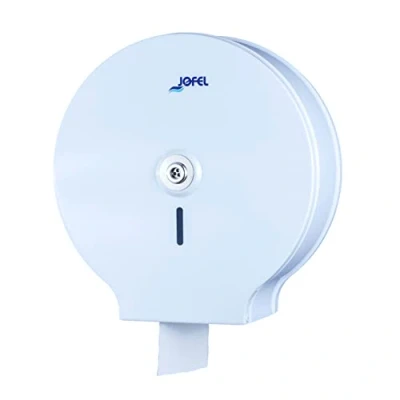 Abbildung von Jofel Großer industrieller Toilettenpapierhalter, Rollenpapierspender bis zu 400 m, max. 260 mm Durchmesser, Dorn von 18 55 mm, weißes laminiertes Stahlgehäuse, Classic AE13300