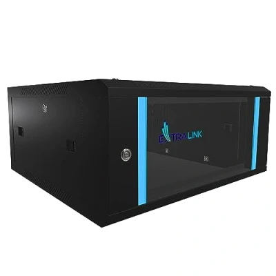 Abbildung von Netzwerkschrank 19 Zoll 4 HE 600x600 Wandmontage selbstmontierender Rahmen abnehmbare Seitenwände für Switches UPS Server Netzwerkausrüstung Serverschrank gehärtetes Glas Schwarz Rack