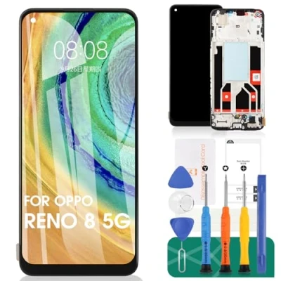 Abbildung von TFT für OPPO Reno8 5G LCD Display Reno 8 Bildschirm Ersatz Touch CPH2359 Digitizer mit Rahmen (Schwarz, keine Fingerabdruckfunktion)