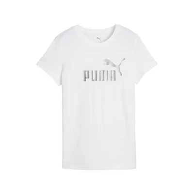 Abbildung von ESS Metallic No. 1 Logo T Shirt Damen PUMA White Silver