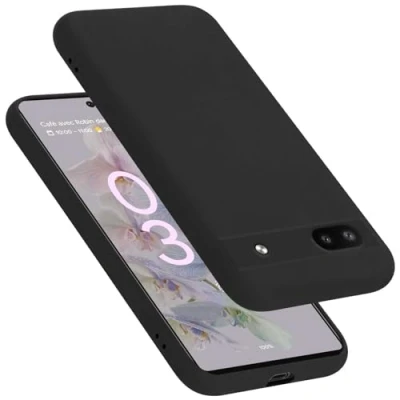 Abbildung von Cadorabo Hülle kompatibel mit Google Pixel 6A Silikon Handyhülle für Case aus flüssigem Kratzfeste und stoßfeste dünne TPU Schutzhülle Liquid SCHWARZ
