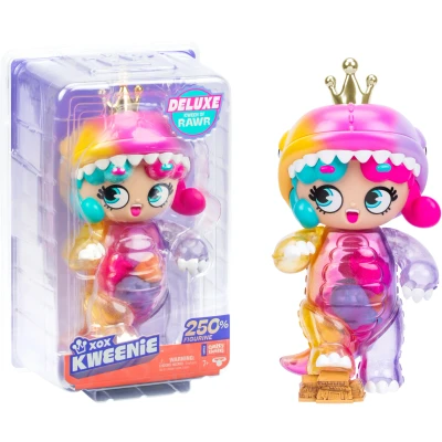 Abbildung von XOX Kweenie Deluxe Kween of Rawr Mega Figur, 28 cm, supergroße Premium Figur mit Oberflächen und cooler Dinosaurier Shaker Füllung, inklusive Vitrine Sammelkarte