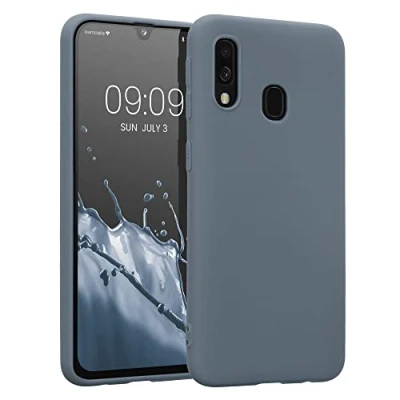 Abbildung von kwmobile Hülle kompatibel mit Samsung Galaxy A40 weiches TPU Silikon Case Cover geeignet für kabelloses Laden Dunkler Schiefer