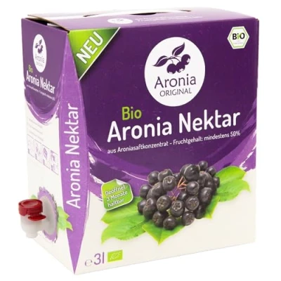 Abbildung von Aronia ORIGINAL Bio Nektar 3 Liter aus Aroniasaft, Birnensaft und Traubensaft Vegan, ohne Konservierungsstoffe, Zuckerzusatz (lt. Gesetz)