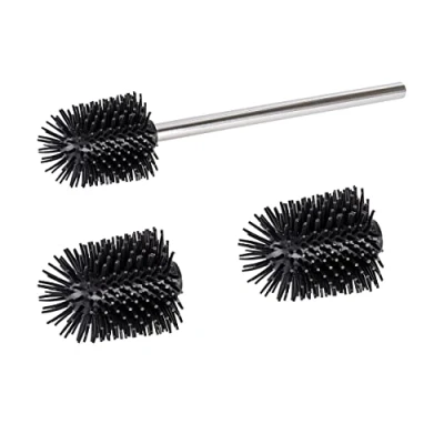 Abbildung von WENKO WC Reinigungsbürste, Set, 3 St., aus Edelstahl Silikon, Durchmesser 7,5 cm, schwarz