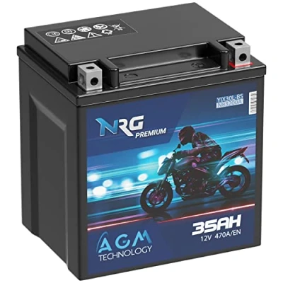Abbildung von NRG Premium YIX30L BS AGM Motorradbatterie 35Ah 12V 470A/EN Batterie 83200 YB30L YTZ30L auslaufsicher wartungsfrei ersetzt 30Ah 32Ah