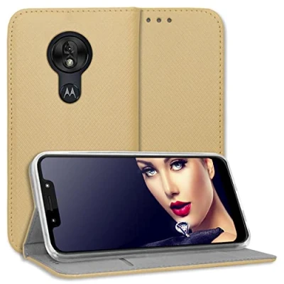 Abbildung von mtb more energy® Schutz Tasche Smart Magnet kompatibel mit Motorola Moto G7 Play (5.7&#039;&#039;) Gold Bookstyle Klapp Cover Hülle Wallet Case