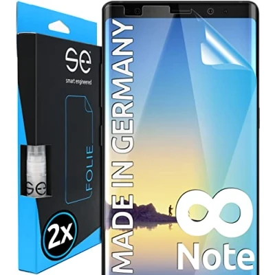 Abbildung von s.e Schutzfolie für Samsung Galaxy Note 8, 2 Stück, Full Screen, Positionierhilfe, Note8 Panzerfolie, transparente Displayfolie, funktionierende Alternative zu Schutzglas, Schutzglasfolie