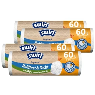 Abbildung von 4x Swirl Zugband Müllbeutel 60L (10 stk./ Rolle)