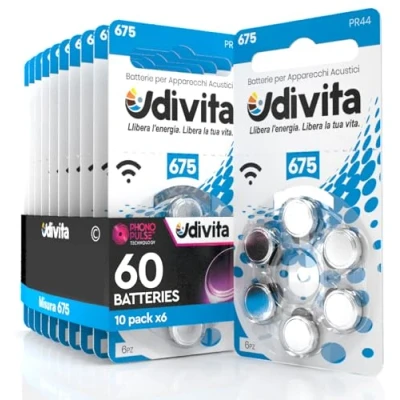 Abbildung von 60 Batterien für Hörgeräte Udivita Typ 675