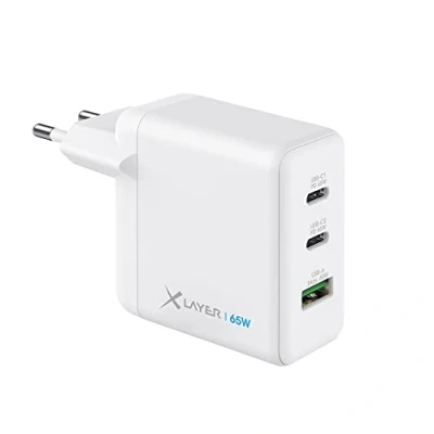 Abbildung von XLAYER Powercharger USB C Schnellladegerät I 65W PD GaN Charger 3 Port Smartphone Ladegerät