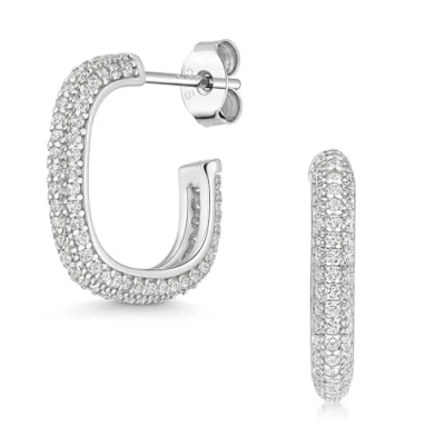 Abbildung von Materia Paar Creolen Damen Silber Halb Ohrringe Zirkonia SO 288, 925 Sterling Silber, rhodiniert