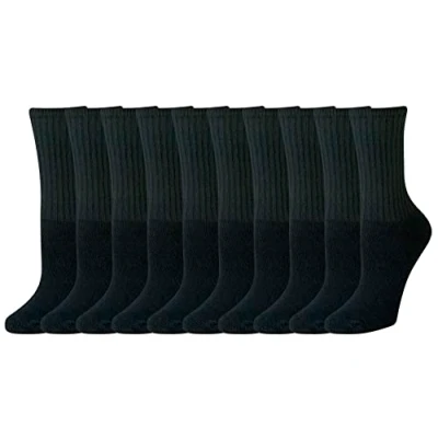 Abbildung von Amazon Essentials Damen Leicht Gepolsterte Crew Socken aus Baumwolle, 10 Paar, Schwarz, 36 39.5