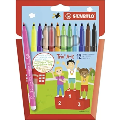 Abbildung von Filzstift STABILO Trio A Z 12er Pack mit 12 verschiedenen Farben