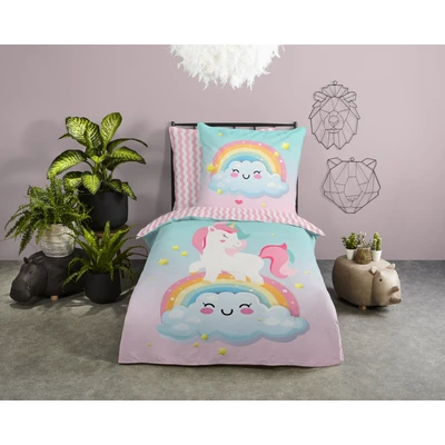 Abbildung von good morning Kinderbettwäsche &quot;Sweety&quot;, Baumwolle, 135x200, Wendeoptik, Kind, Einhorn, Regenbogen, Rosa, Multi