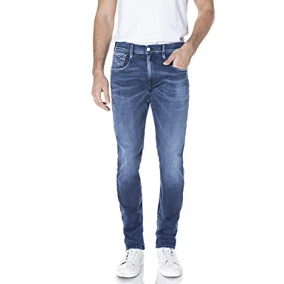 Abbildung von Replay Herren Jeans Anbass Slim Fit Hyperflex White Shades mit Stretch, Medium Blue 009 (Blau), 28W / 32L