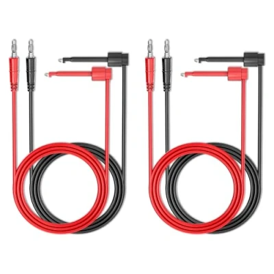 Abbildung von Cleqee 4 Stück 4mm Bananenstecker zu Testhaken Clips Messleitungen Kupfer weiches Kabel Drähte für Multimeter elektrische Prüfung 500V 5A