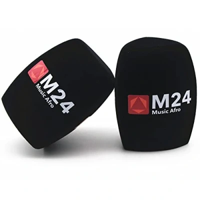 Abbildung von 5 Stück Schaumstoff Windschutz mit Logo bedruckt Customize mic Schaumstoffabdeckung Windschutzscheiben für TV Interview Mikrofon(Black)