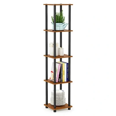 Abbildung von Furinno Viereckiges Regal mit 5 Ebenen, Kirsche hell/Schwarz, 29.46 x 146.56 cm
