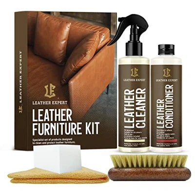 Abbildung von Lederpflege für Ledercouch Set Farbneutral Lederreiniger Sofa und Leather Conditioner 250 ml Biologisch Abbaubar Möbel Entfernt Unangenehme Gerüche mit Zubehör
