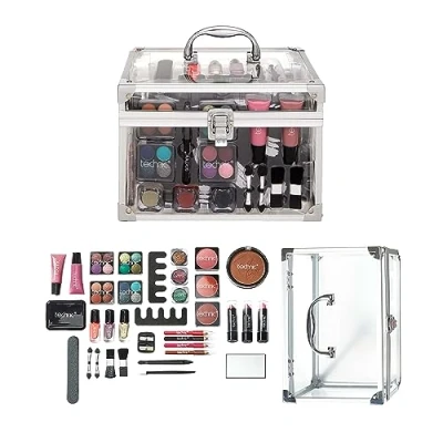 Abbildung von Technic Transparente Tragetasche und Aufbewahrungsbox für Zug, inkl. Beauty Make up, Kosmetik Werkzeug, 36 Stück