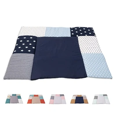 Abbildung von ULLENBOOM ® Wickelauflage 85x75 cm Blau Hellblau Grau (Made in EU) Wickelunterlage Waschbar und für Unterwegs geeignet, Bezug: 100% OEKO TEX Baumwolle, Wickeltischauflage 75x85