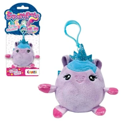 Abbildung von SquishPets Keychain Galupy Rainbow Unicorn Kuscheltier Nova, Einhorn Plüschtier in einem Schlüsselanhänger, 6 cm