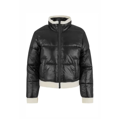 Abbildung von Urban Classics Shiny Puffer Winterjacke, Damen, Größe: Large, Black whitesand
