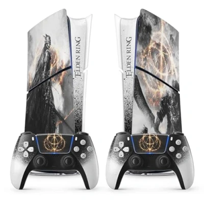 Abbildung von PS5 Skin Sticker Kreis von Elden, Aufkleber für Playstation 5, Konsole und Controller, Slim Edition Digital, MALENIA (2 Controller)