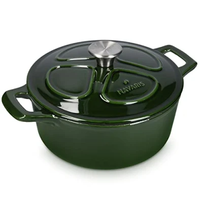Abbildung von Navaris Serviertopf Gusseisen Topf Bräter Kochtopf 3,5l Ø 24cm Schmortopf